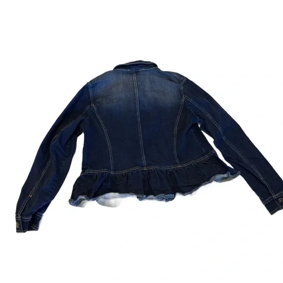 Belle by Kim Gravel Dark Blue Denim Jacket w/freyed hem-EUC - Picture 2 of 11